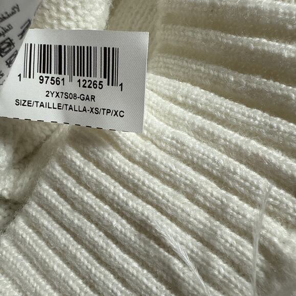 Bcbgmaxazria Women's White Feathered Pullover Cropped Cable Knit Sweater Size XS - Picture 5 of 9